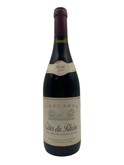 L'Escarpe Côtes du Rhône Grands Vins Sélection 2007 – bottle