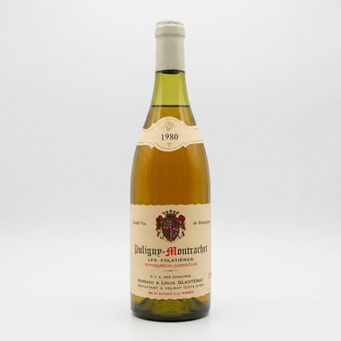 Les Folatières Puligny Montrachet Bernard and Louis Glantenay 1980 – bottle
